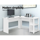 darrahopens Furniture > Office Artiss Office Computer Desk Corner Student Study Table Workstation L-Shape Shelf White