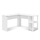 darrahopens Furniture > Office Artiss Office Computer Desk Corner Student Study Table Workstation L-Shape Shelf White