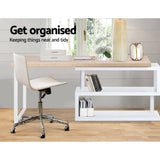 darrahopens Furniture > Office Artiss Rotary Corner Desk with Bookshelf - Brown & White