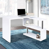 darrahopens Furniture > Office Artiss Rotary Corner Desk with Bookshelf - White