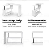 darrahopens Furniture > Office Artiss Rotary Corner Desk with Bookshelf - White