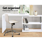 darrahopens Furniture > Office Artiss Rotary Corner Desk with Bookshelf - White