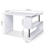 darrahopens Furniture > Office Artiss Rotary Corner Desk with Bookshelf - White