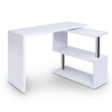 darrahopens Furniture > Office Artiss Rotary Corner Desk with Bookshelf - White