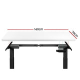 darrahopens Furniture > Office Artiss Standing Desk Adjustable Height Desk Dual Motor Electric Black Frame White Desk Top 140cm