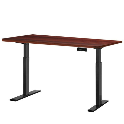 Darrahopens Furniture > Office Artiss Standing Desk Electric Adjustable Sit Stand Desks Black Walnut 140cm