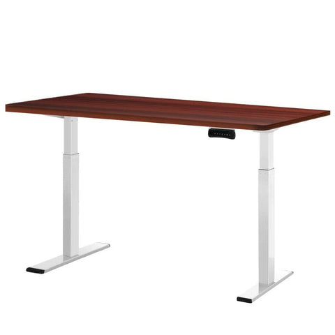Darrahopens Furniture > Office Artiss Standing Desk Electric Adjustable Sit Stand Desks White Walnut 140cm