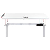 Darrahopens Furniture > Office Artiss Standing Desk Electric Height Adjustable Sit Stand Desks White 140cm
