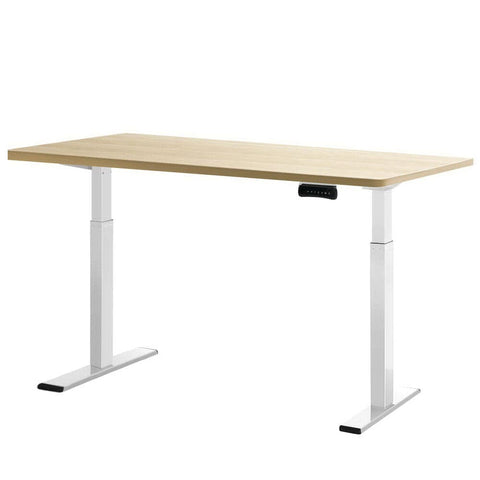 Darrahopens Furniture > Office Artiss Standing Desk Electric Height Adjustable Sit Stand Desks White Oak 140cm