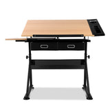darrahopens Furniture > Office Artiss Tilt Drafting Table Stool Set - Natural & Black
