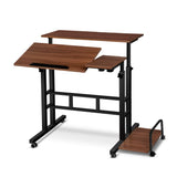darrahopens Furniture > Office Artiss Twin Laptop Table Desk - Dark Wood