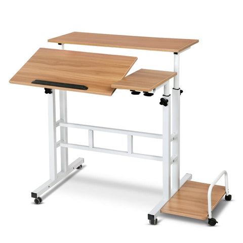 darrahopens Furniture > Office Artiss Twin Laptop Table Desk - Light Wood