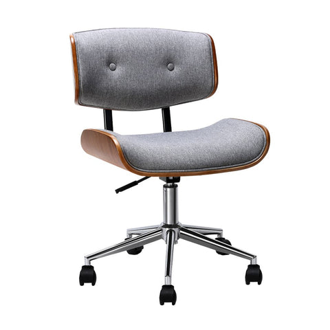 darrahopens Furniture > Office Artiss Wooden Fabric Office Chair Grey