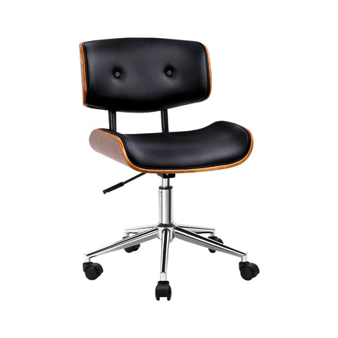 darrahopens Furniture > Office Artiss Wooden Office Chair Black Leather