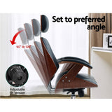 darrahopens Furniture > Office Artiss Wooden Office Chair Computer Gaming Chairs Executive Leather Black