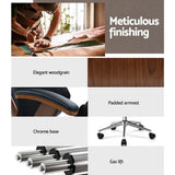 darrahopens Furniture > Office Artiss Wooden Office Chair Computer Gaming Chairs Executive Leather Black
