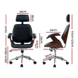 darrahopens Furniture > Office Artiss Wooden Office Chair Computer Gaming Chairs Executive Leather Black