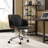 darrahopens Furniture > Office Artiss Wooden Office Chair Computer PU Leather Desk Chairs Executive Black Wood