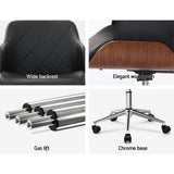 darrahopens Furniture > Office Artiss Wooden Office Chair Computer PU Leather Desk Chairs Executive Black Wood