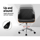 darrahopens Furniture > Office Artiss Wooden Office Chair Computer PU Leather Desk Chairs Executive Black Wood