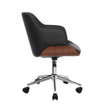 darrahopens Furniture > Office Artiss Wooden Office Chair Computer PU Leather Desk Chairs Executive Black Wood