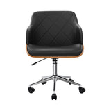 darrahopens Furniture > Office Artiss Wooden Office Chair Computer PU Leather Desk Chairs Executive Black Wood