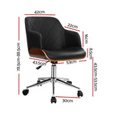 darrahopens Furniture > Office Artiss Wooden Office Chair Computer PU Leather Desk Chairs Executive Black Wood