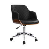darrahopens Furniture > Office Artiss Wooden Office Chair Computer PU Leather Desk Chairs Executive Black Wood