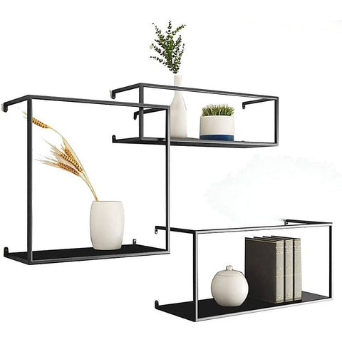 Darrahopens Furniture > Office Floating Shelves Retro Industrial Ledge Black Metal Display Stand