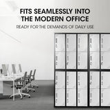Darrahopens Furniture > Office FORTIA 12-Door Metal Storage Locker Cabinet Gym Office Lockers Compartment, Black & Light Grey