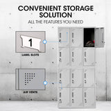 Darrahopens Furniture > Office FORTIA 12 Doors Locker Cabinet Metal Storage Gym Home Office School - Light Grey