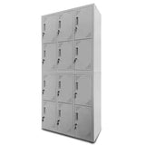Darrahopens Furniture > Office FORTIA 12 Doors Locker Cabinet Metal Storage Gym Home Office School - Light Grey