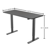 Darrahopens Furniture > Office FORTIA Sit Stand Standing Desk, 140x60cm, 72-118cm Height Adjustable, 70kg Load, Black/Black Frame