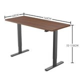 Darrahopens Furniture > Office FORTIA Sit Stand Standing Desk, 140x60cm, 72-118cm Height Adjustable, 70kg Load, Walnut style/Black Frame