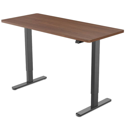 Darrahopens Furniture > Office FORTIA Sit Stand Standing Desk, 140x60cm, 72-118cm Height Adjustable, 70kg Load, Walnut style/Black Frame