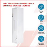 darrahopens Furniture > Office Grey Two-Door L-shaped Office Gym Shed Storage Lockers