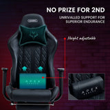 Darrahopens Furniture > Office OVERDRIVE Apex Series Reclining Gaming Ergonomic Office Chair with Footrest, Black