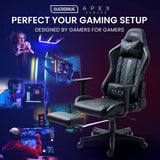 Darrahopens Furniture > Office OVERDRIVE Apex Series Reclining Gaming Ergonomic Office Chair with Footrest, Black