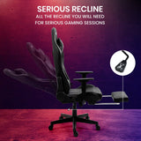 Darrahopens Furniture > Office OVERDRIVE Apex Series Reclining Gaming Ergonomic Office Chair with Footrest, Black
