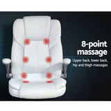 darrahopens Furniture > Office PU Leather 8 Point Massage Office Chair - White