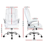 darrahopens Furniture > Office PU Leather 8 Point Massage Office Chair - White