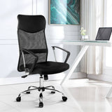 darrahopens Furniture > Office PU Leather Mesh High Back Office Chair - Black