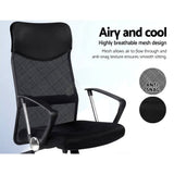 darrahopens Furniture > Office PU Leather Mesh High Back Office Chair - Black