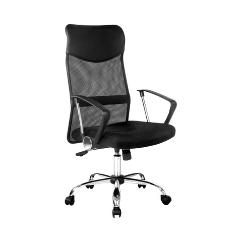 darrahopens Furniture > Office PU Leather Mesh High Back Office Chair - Black