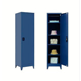 Darrahopens Furniture > Office Single-Door Metal Tall Cabinet Shelf Storage for Home Office Gym