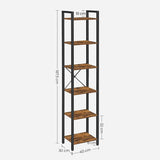 Darrahopens Furniture > Office VASAGLE 6-Tier Bookshelf Rustic Brown and Black Bookcase