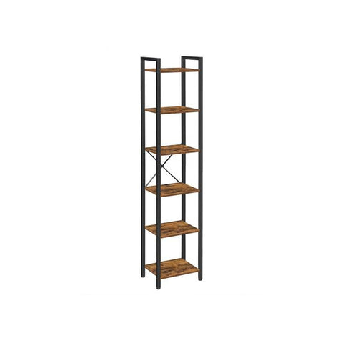 Darrahopens Furniture > Office VASAGLE 6-Tier Bookshelf Rustic Brown and Black Bookcase