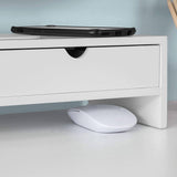 darrahopens Furniture > Office White Monitor Stand Desk Organizer with 2 Drawers