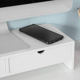 darrahopens Furniture > Office White Monitor Stand Desk Organizer with 2 Drawers