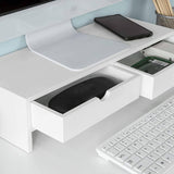 darrahopens Furniture > Office White Monitor Stand Desk Organizer with 2 Drawers
